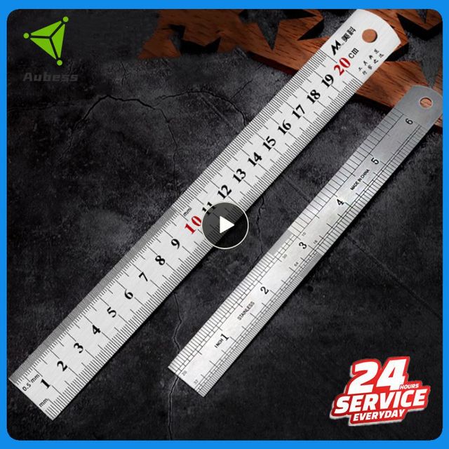 Stainless Steel Double Side Straight Ruler Centimeter Inches Scale Metric  Ruler Woodworking Drawing Precision Measuring Tool - AliExpress